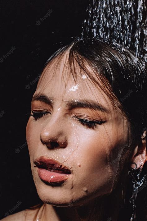 premium photo portrait of a girl taking a shower creative makeup theme non washable make up