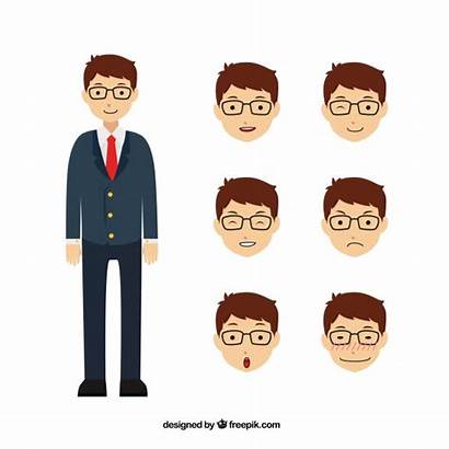 Human Character Different Expressions Businessman Facial Vectors