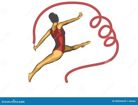 Female Gymnast With Ribbon Stock Vector Illustration Of Gymnast