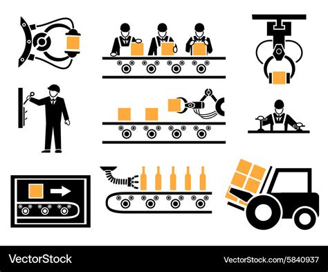 Manufacturing Process Or Production Icons Set Vector Image