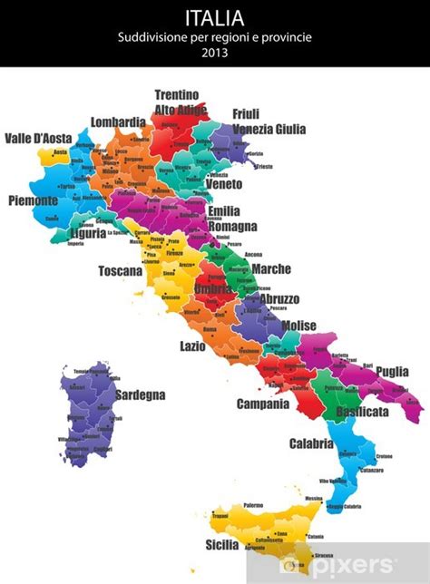 Regioni del nord e del centro italia con… Adesivo Mappa della città Italia • Pixers® - Viviamo per il cambiamento