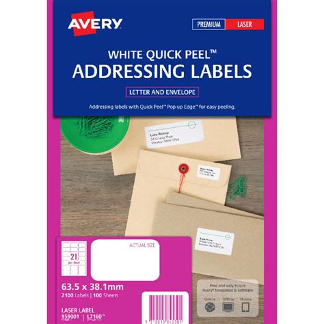 Divide this by the number of lines you want on the page (25), and you end up with 25.92 points per line. Avery Laser Address Labels White 100 Sheets 21 Per Page ...