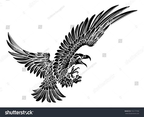 Bald American Eagle Swooping Side Claws Stock Vector Royalty Free