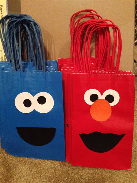 Elmo And Cookie Monster Goodie Bags Elmo Birthday Party Sesame Street