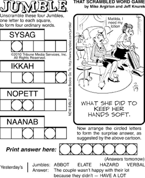 Word puzzles printable free printable word searches word search puzzles jumble word puzzle logic puzzles crossword puzzles graduation words scramble words. 5 Best Images of Daily Jumble Word Puzzle Printable - Free Printable Jumble Word Puzzles, Daily ...