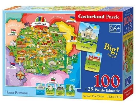 Castorland Puzzle Educativ Harta Romaniei Piese Elefant Ro