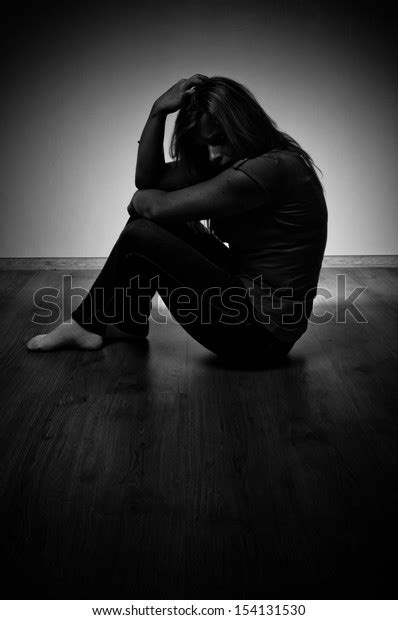 Sad Woman Sitting Alone Empty Room Stock Photo Edit Now 154131530