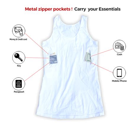 V Neck T Shirt With 2 Hidden Pockets Pickpocket Proof The Clever Travel Companion