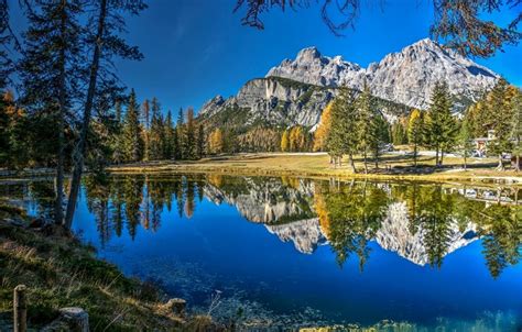 Dolomites Lake Antorno Mountains Lake Italy Alps Reflection Hd