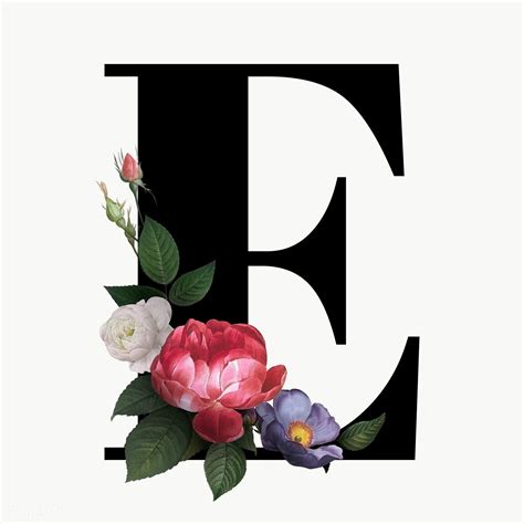 Classic And Elegant Floral Alphabet Font Letter E Transparent Png