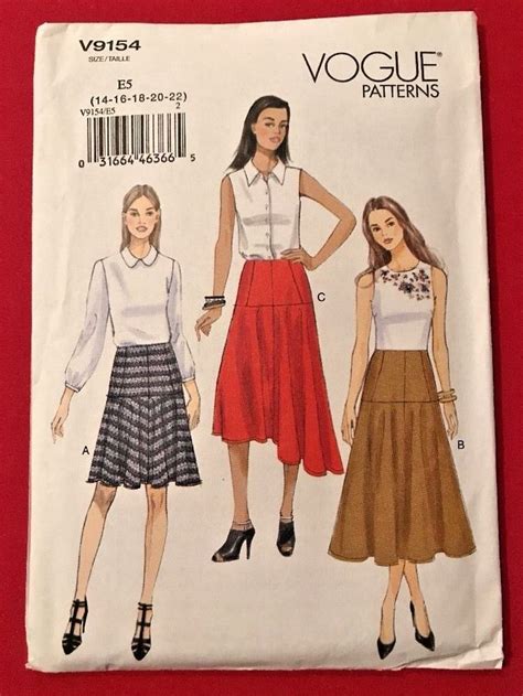 Vogue 9154 Sewing Pattern Misses Skirt Womens Size 14 16 18 20 22 Easy