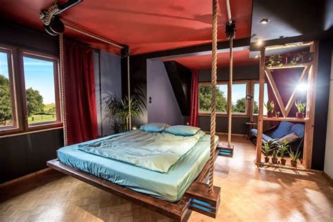 While some beds use rope, this creative diy blogger used pipe. Ceiling-Suspended Beds : hanging bed