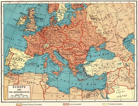 Using the documents and the map how did the situation on the eastern front change between 1942 and 1943? 1942 Vintage Wartime Europe Map Mediterranean WWII Map ...