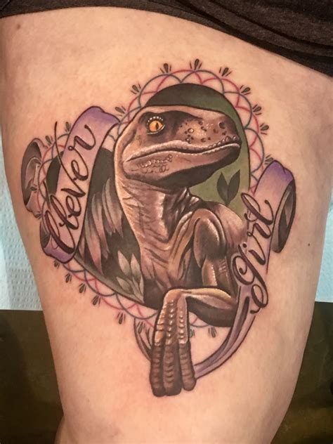 Clever Girl Jurassic Part Raptor Tattoo By Meghan Patrick 12oz Studios