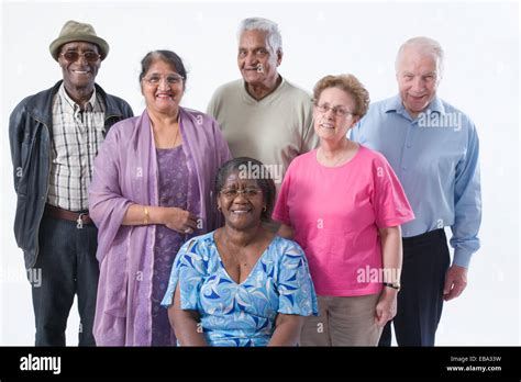 Multiracial Group Of Older People Smiling Stock Photo Alamy