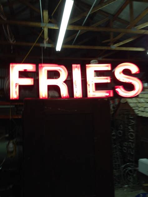 Vintage Neon Fries Sign Obnoxious Antiques