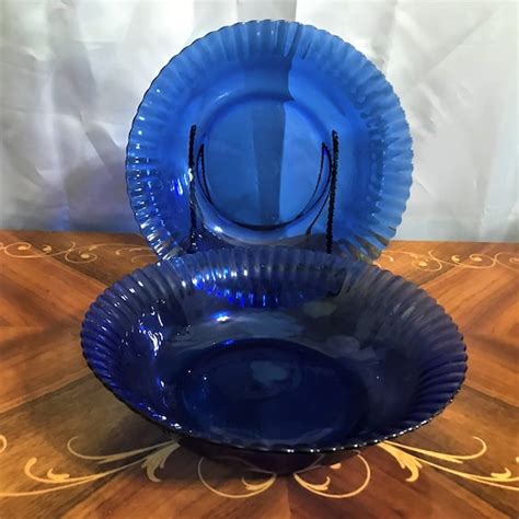 Two Vintage Colorex Cobalt Blue Serving Bowls Made In Brazil Etsy