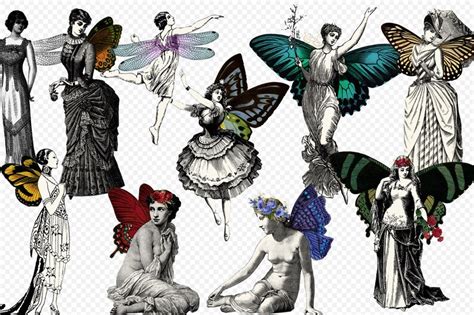 Vintage Fairy Clipart Antique Fairies Clip Art Graphics For Etsy