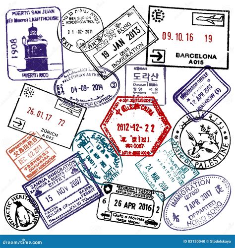 Sellos Del Pasaporte Del Viaje Y De La Visa Ilustración Del Vector