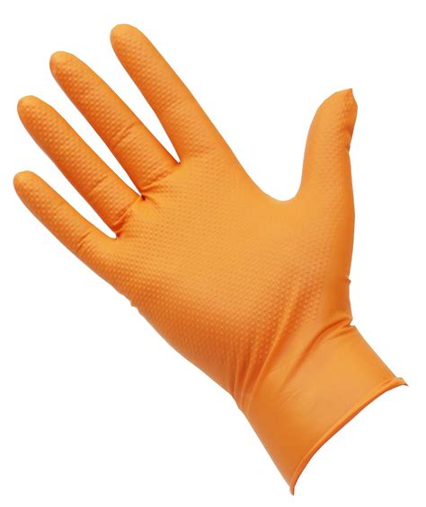 Pro Diamond Grip Orange Nitrile Gloves Essex Supplies