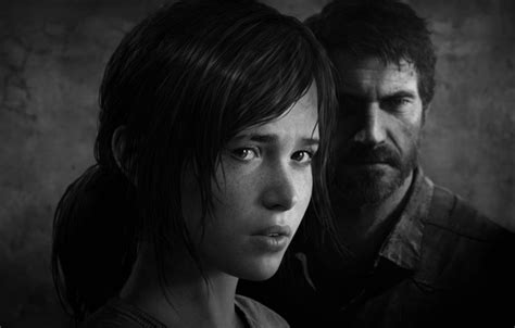 Wallpaper Black And White Ellie Game Joel The Last Of Us For Mobile