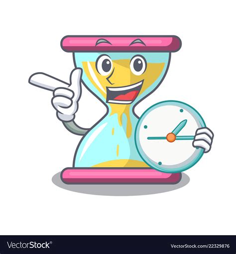 With Clock Cartoon Hourglass In The Dawn Time Vector Image