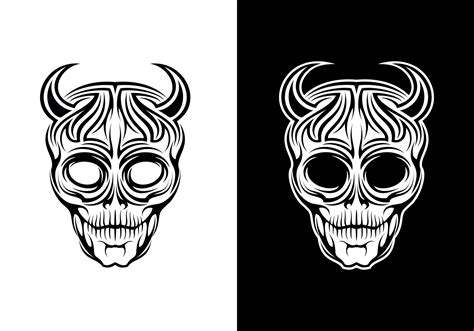 Hand Drawn Devil Skull Tattoo Design Vector 6299422 Vector Art At Vecteezy