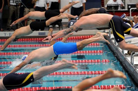 Hd Wallpaper Men Jump Into The Pool Swimming Race Competition
