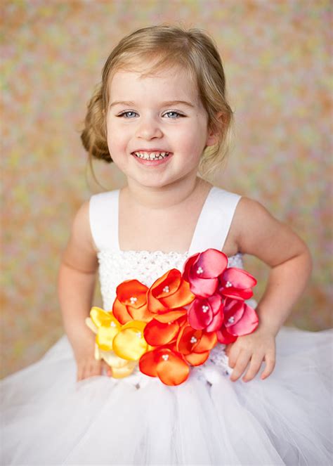 White Flower Girl Tutu Dress With Tropical Flowers