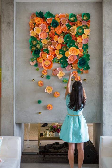 Belle décoration murale de fleurs en papier Faça você mesmo arte na