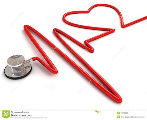 Stethoscope And A Silhouette Of The Heart And Ecg Stock Illustration