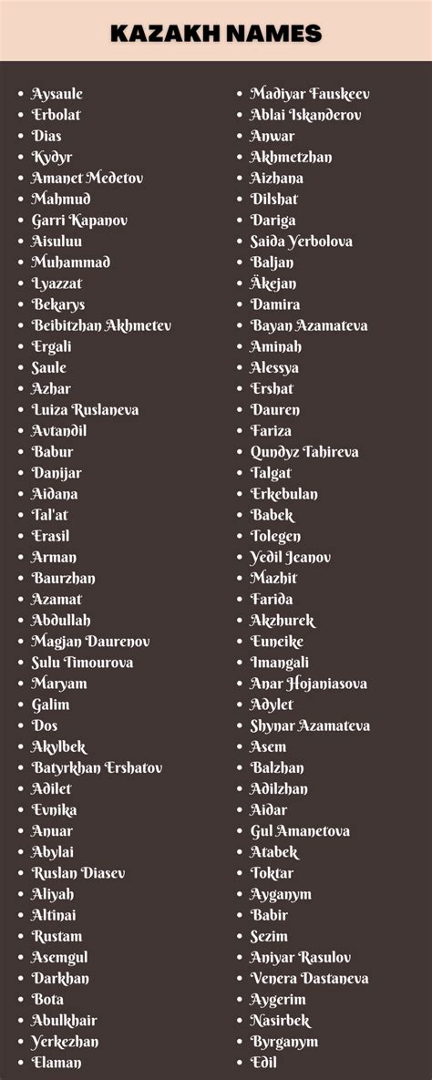450 Inspiring Kazakh Names That You Will Like
