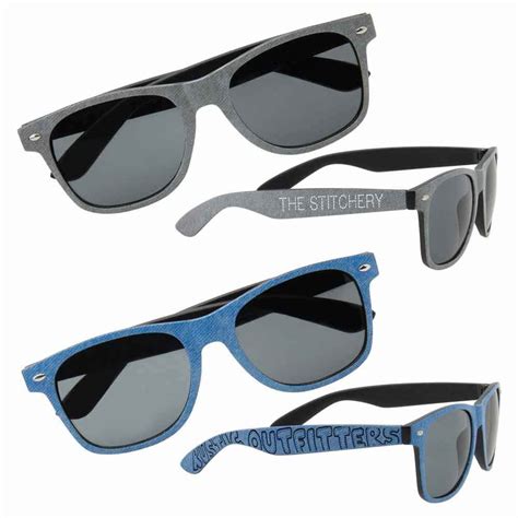 denim print sunglasses personalization available positive promotions