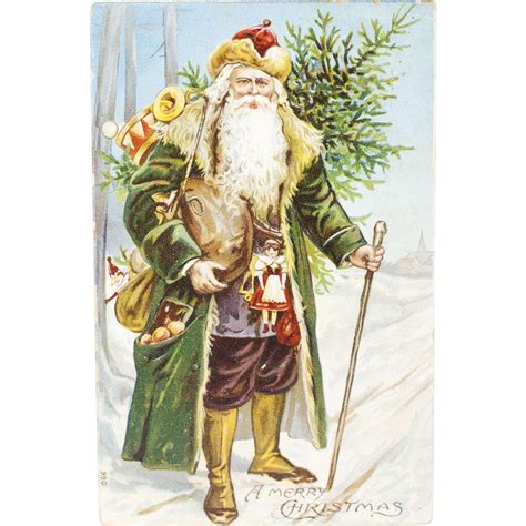 1908 Antique Victorian German Saint Nicholas Santa Claus Postcard Sold