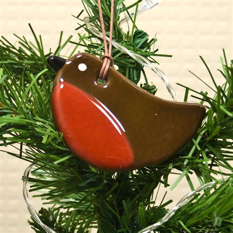 Handmade Fused Glass Robin Christmas Decoration  pinned by pin4etsy