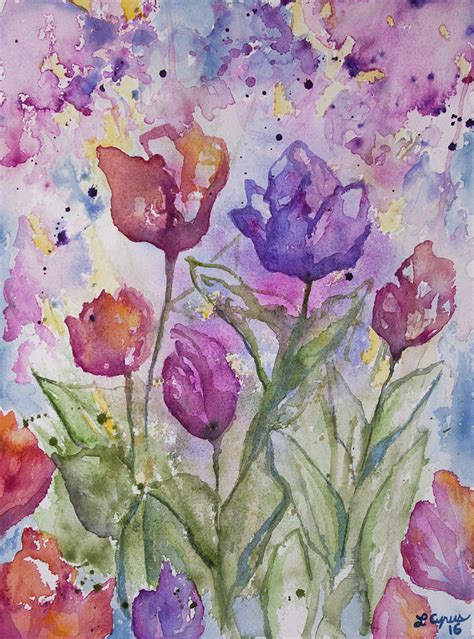 Watercolor Spring Flowers Painting By Cascade Colors