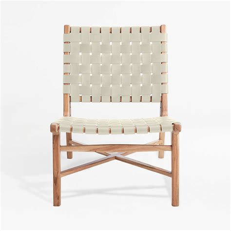 Taj leather strap dining chair. Taj White Leather Strap Chair | Crate and Barrel Canada