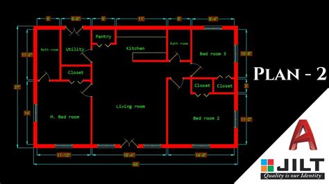 Making A Simple Floor Plan 2 In Autocad 2018 Youtube