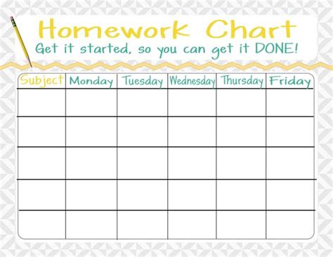 A Printable Homework Chart With Pencils On It