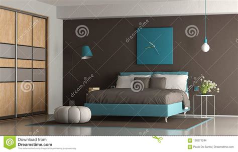 Heel mooi is een bruine slaapkamer. Blauwe En Bruine Moderne Slaapkamer Stock Illustratie ...
