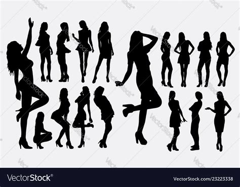 Sexy Girl Pose Silhouettes Royalty Free Vector Image