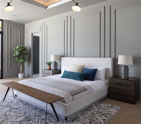 Grey Wainscoting Ideas Master Bedrooms Decor Modern Master Bedroom