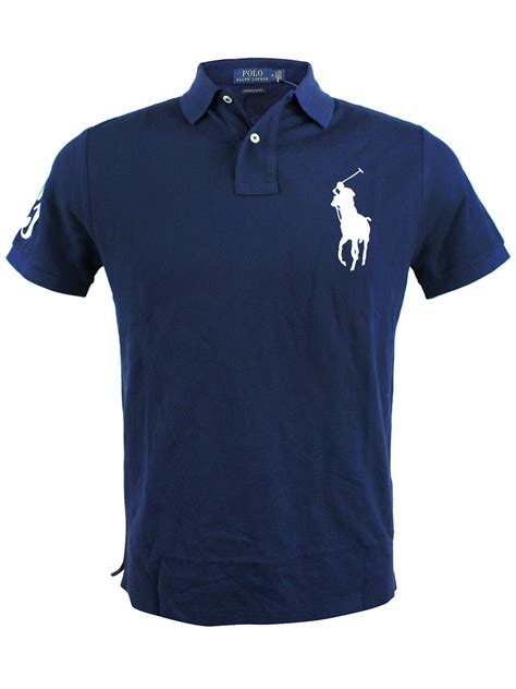 Polo Ralph Lauren Polo Ralph Lauren Mens Custom Slim Fit Navy Blue Jersey Polo Shirt With