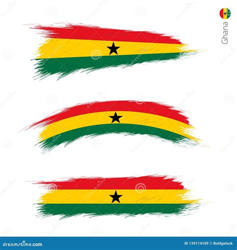 Set Of 3 Grunge Textured Flag Of Ghana Stock Vector Illustration Of