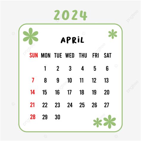 April Calendar Vector April Calendar Monthly Calendar Png And Vector
