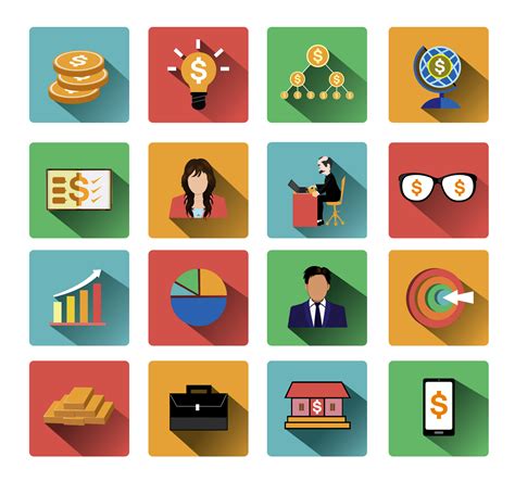 Free Flat Style Of Business Icons Set 23293503 Png With Transparent
