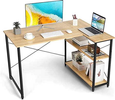 Giantex L Shaped Desk 120 Cm Writing Study Laptop Desk With Adjustable