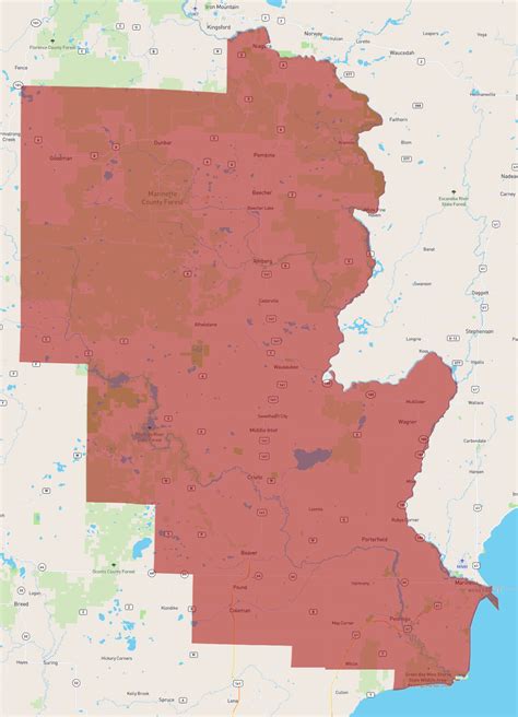 detailed map of marinette county