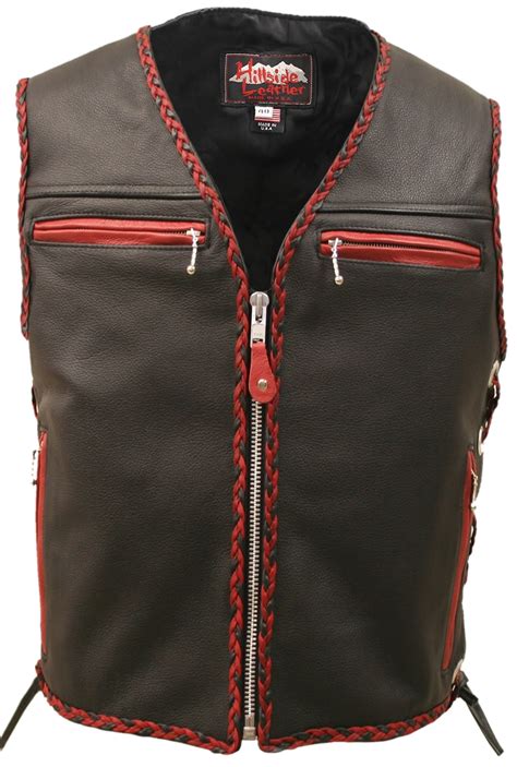 Get the best deals on men's brown leather motorcycle jackets. The Elite Motorcycle Leather Vest Red/Black Braiding