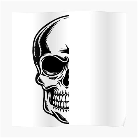 Half Skull Poster For Sale By Jamboprints Redbubble
